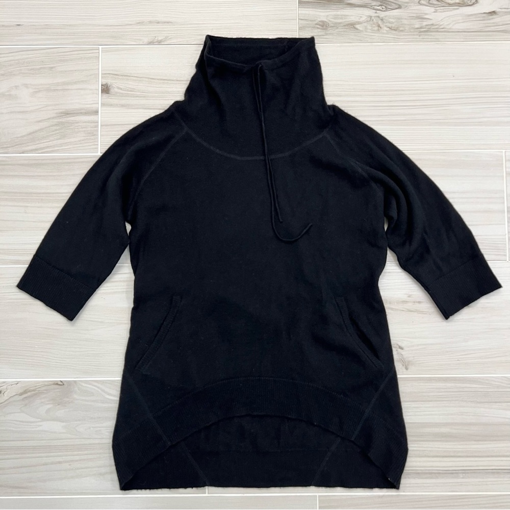 Ibex Black Pullover 3/4 Sleeve Sweater Lambswool/Cashmere Blend | Women's Medium